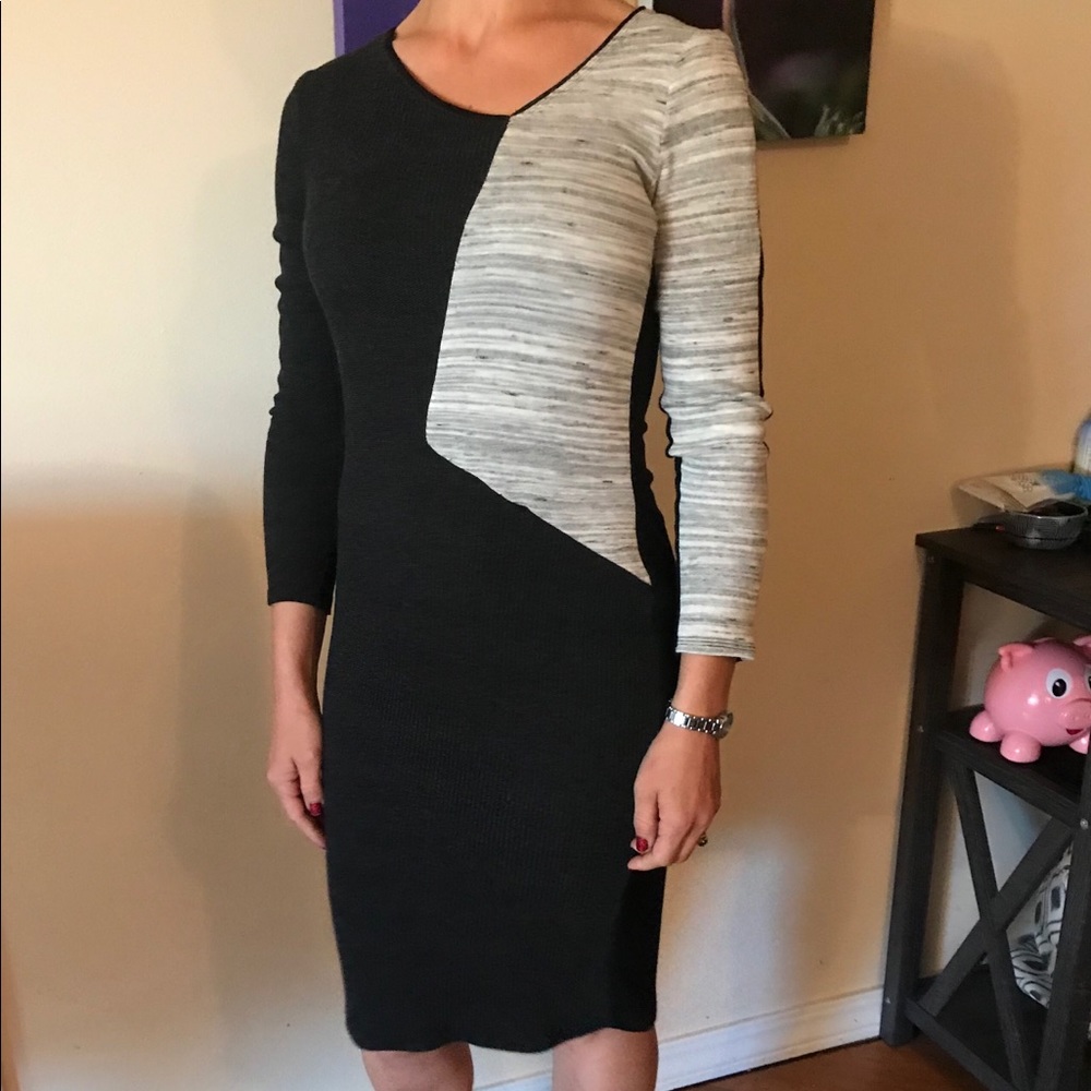 Black and Grey Sweater Dress